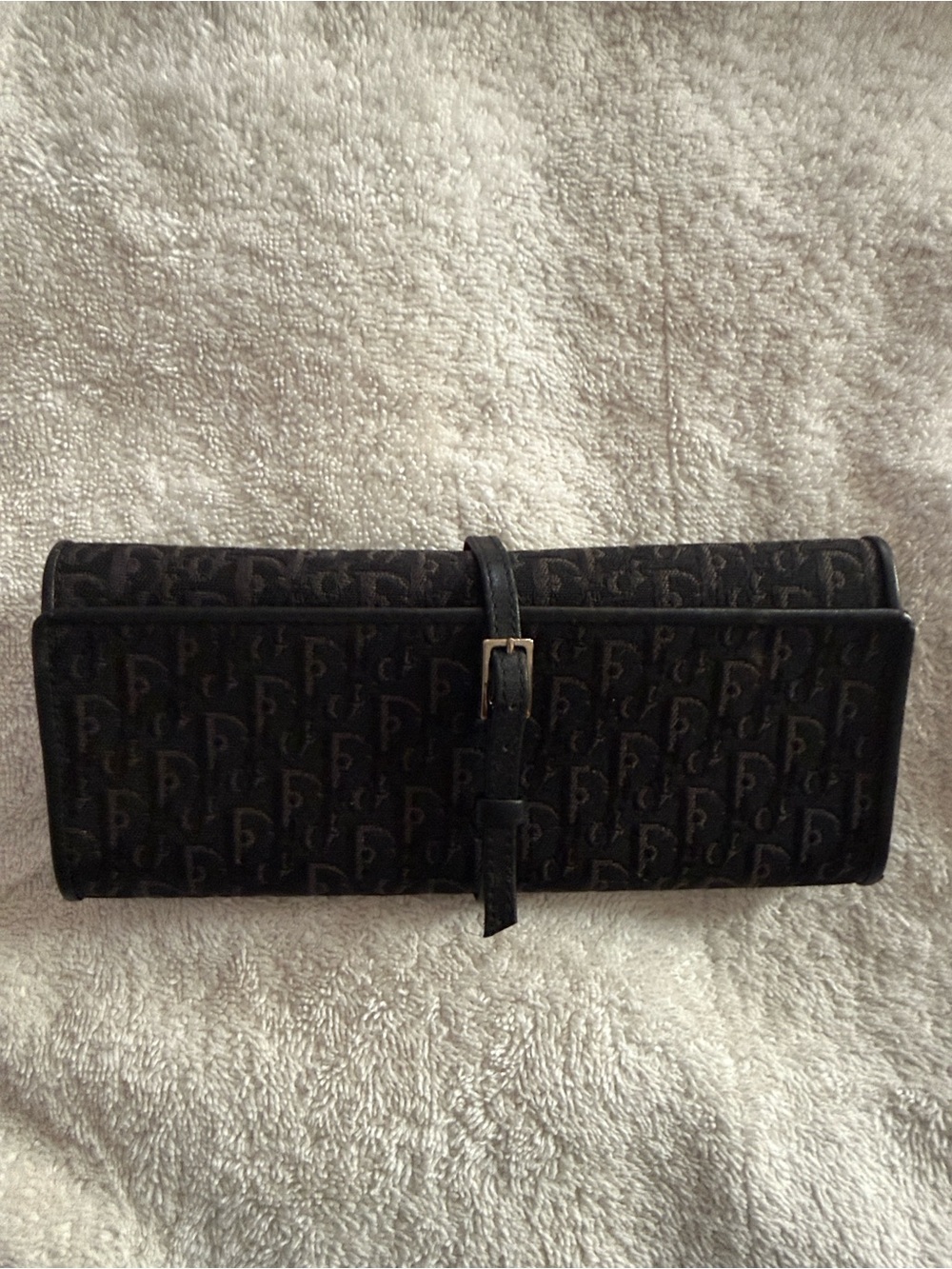 Authentic Dior Black Signature Monogram Roll Clutch